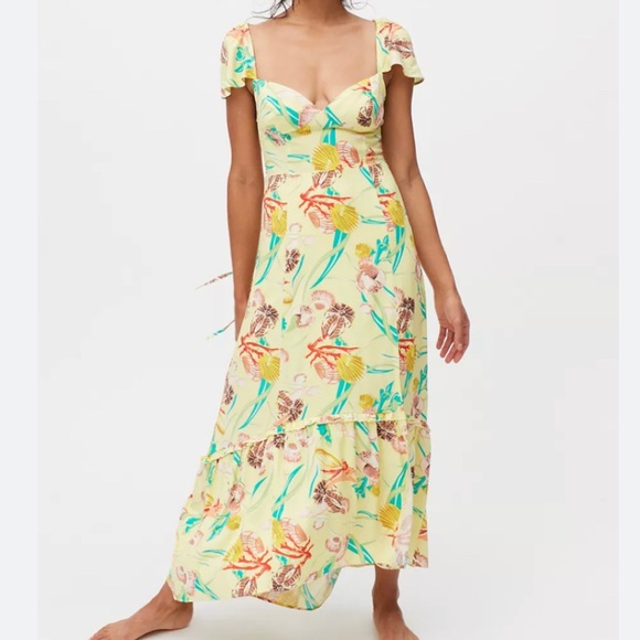 Urban Outfitters Yellow Seashell Strappy Back Midi Dress - Picture 1 of 10